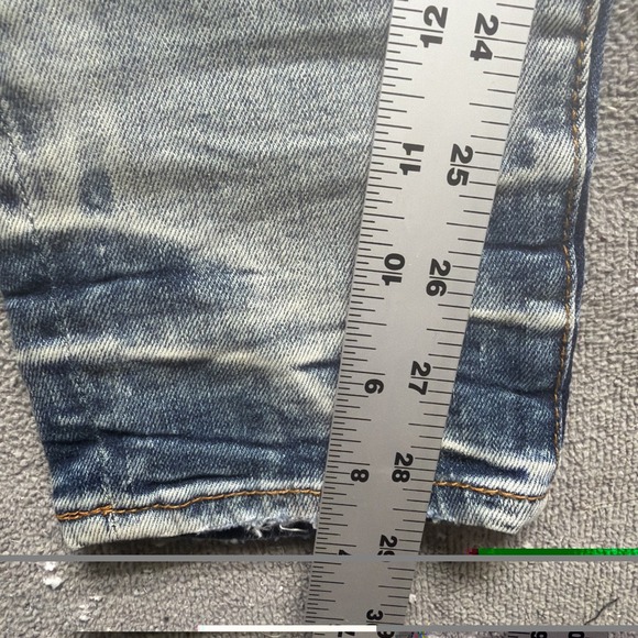 Amiri Womens Thrasher Bandana Jeans Size 32 Ripped Raw Hem‎ Punk Moto Fit Y2k - Picture 9 of 13